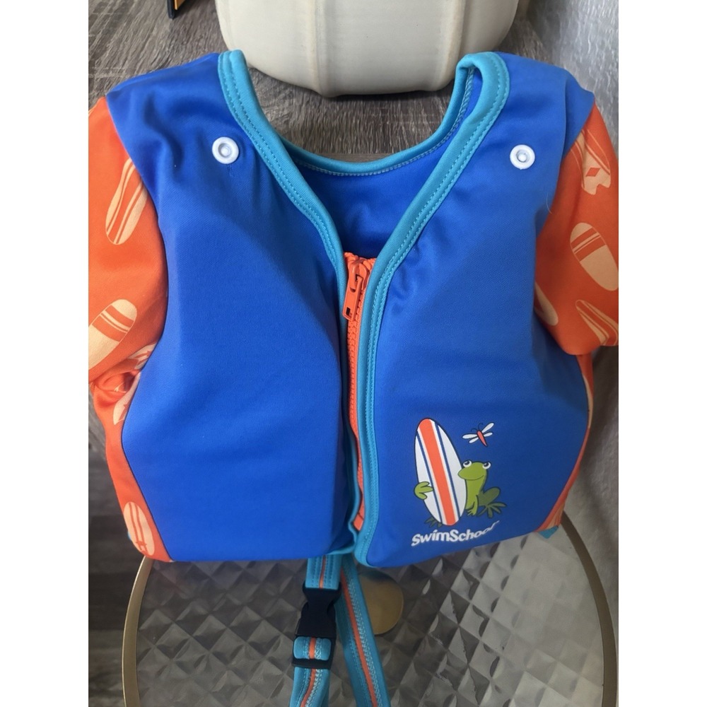 Swimschool Swim Trainer Vest W/ Adjustable Safety Strap - Blue/OrangeUPF50